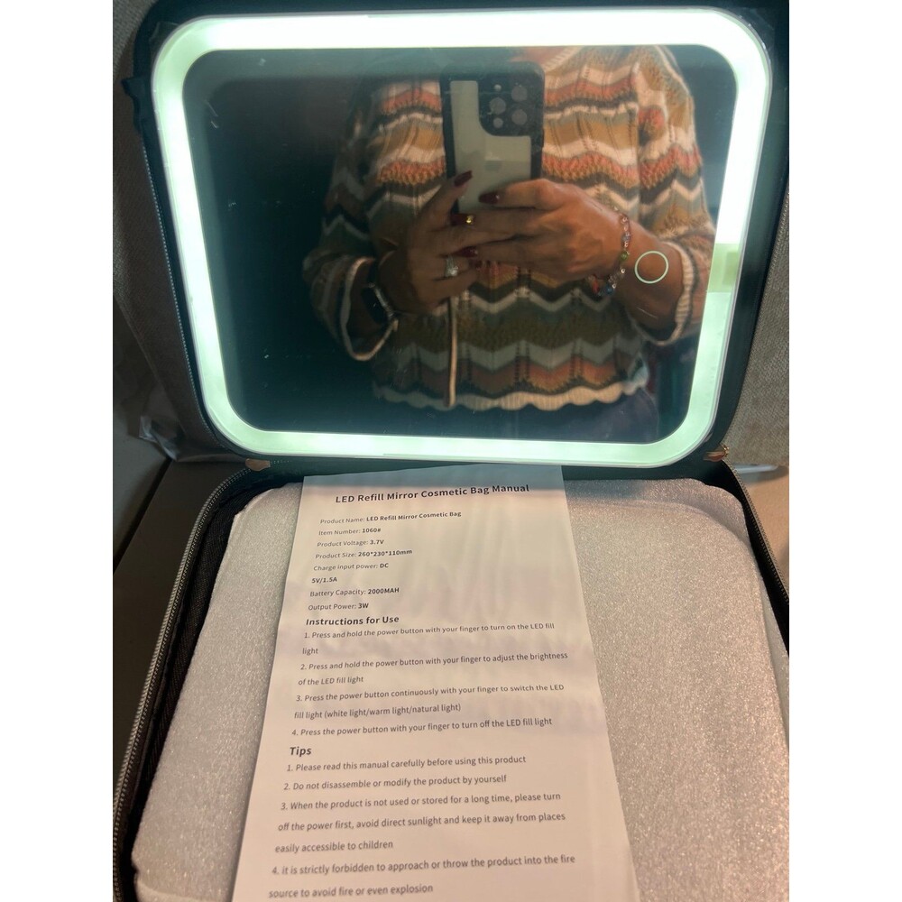 LED vanity mirror cosmetic case - black NEW - Picture 5 of 14